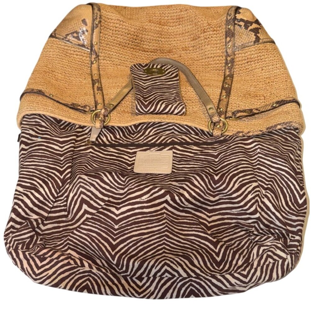 Coach Natalie Straw and Python Embossed Leather T… - image 12